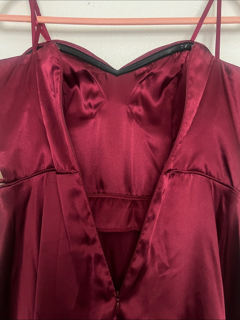 Blondie Nites Wine Red Satin Backless Maxi Dress - Picture 4 of 6